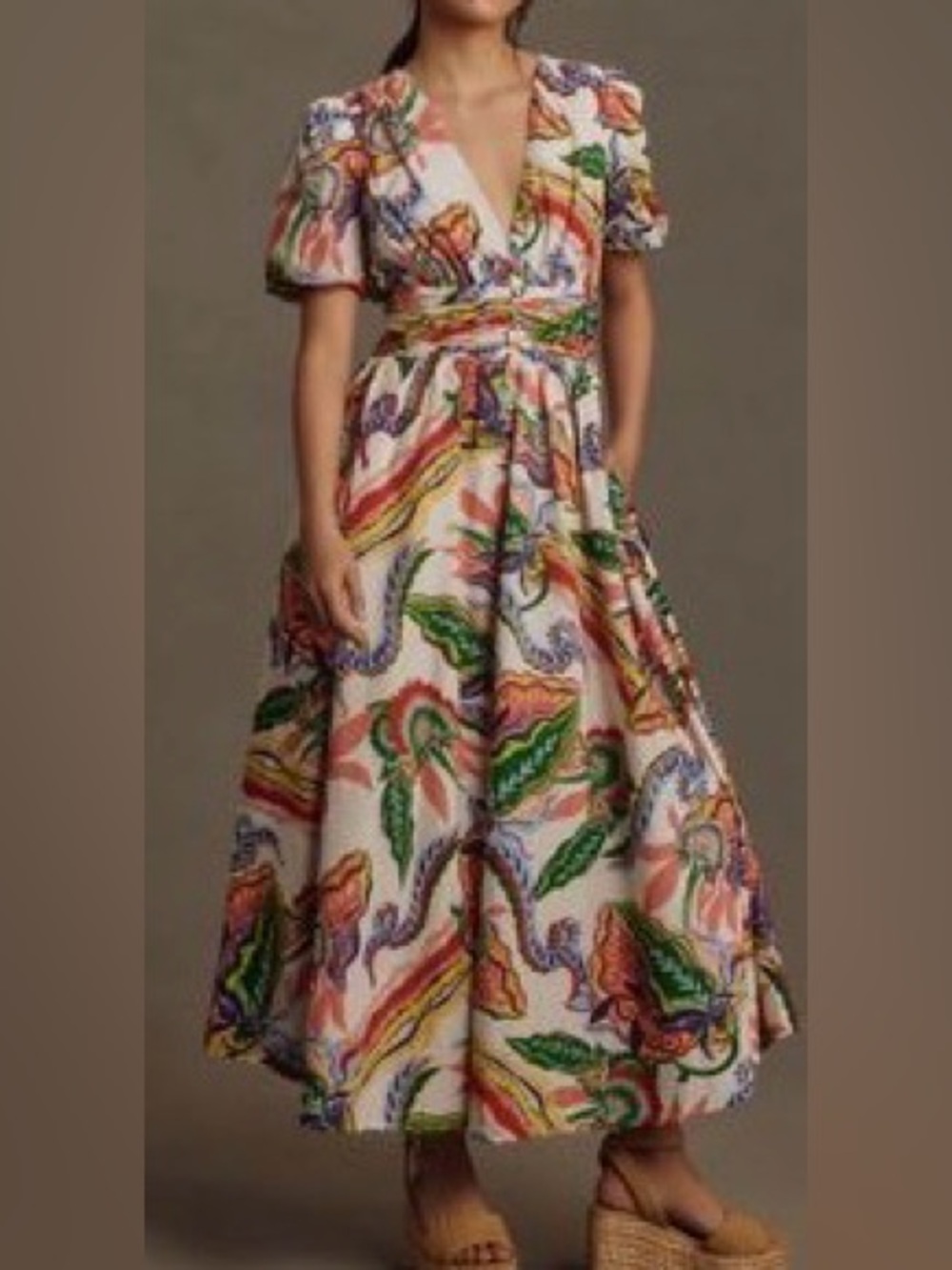 Anthropologie Katherine Button Front Dress with Multicolor Floral Print Size 3X